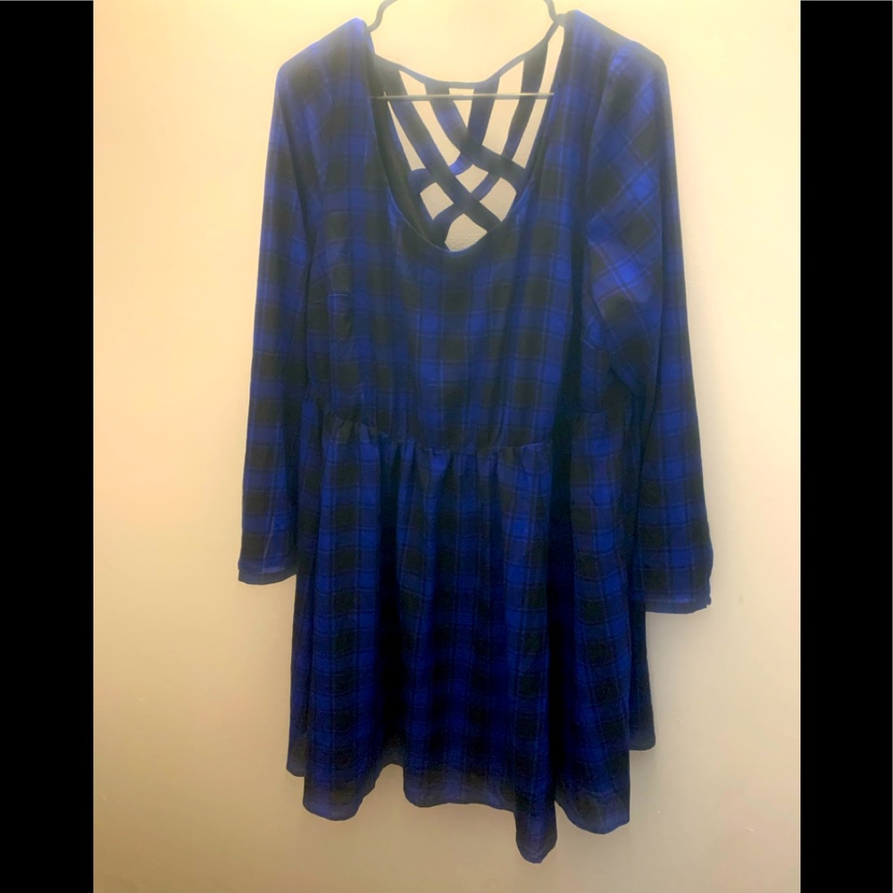Torrid 2x cobalt and black plaid dress